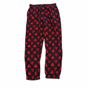 Victoria’s Secret Heart Print Pajama Jogger Pants XS Red Black‎